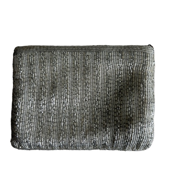 Vintage Magid 1960s Beaded Silver Art Deco Style Zip Closure Small Clasp - Picture 2 of 9